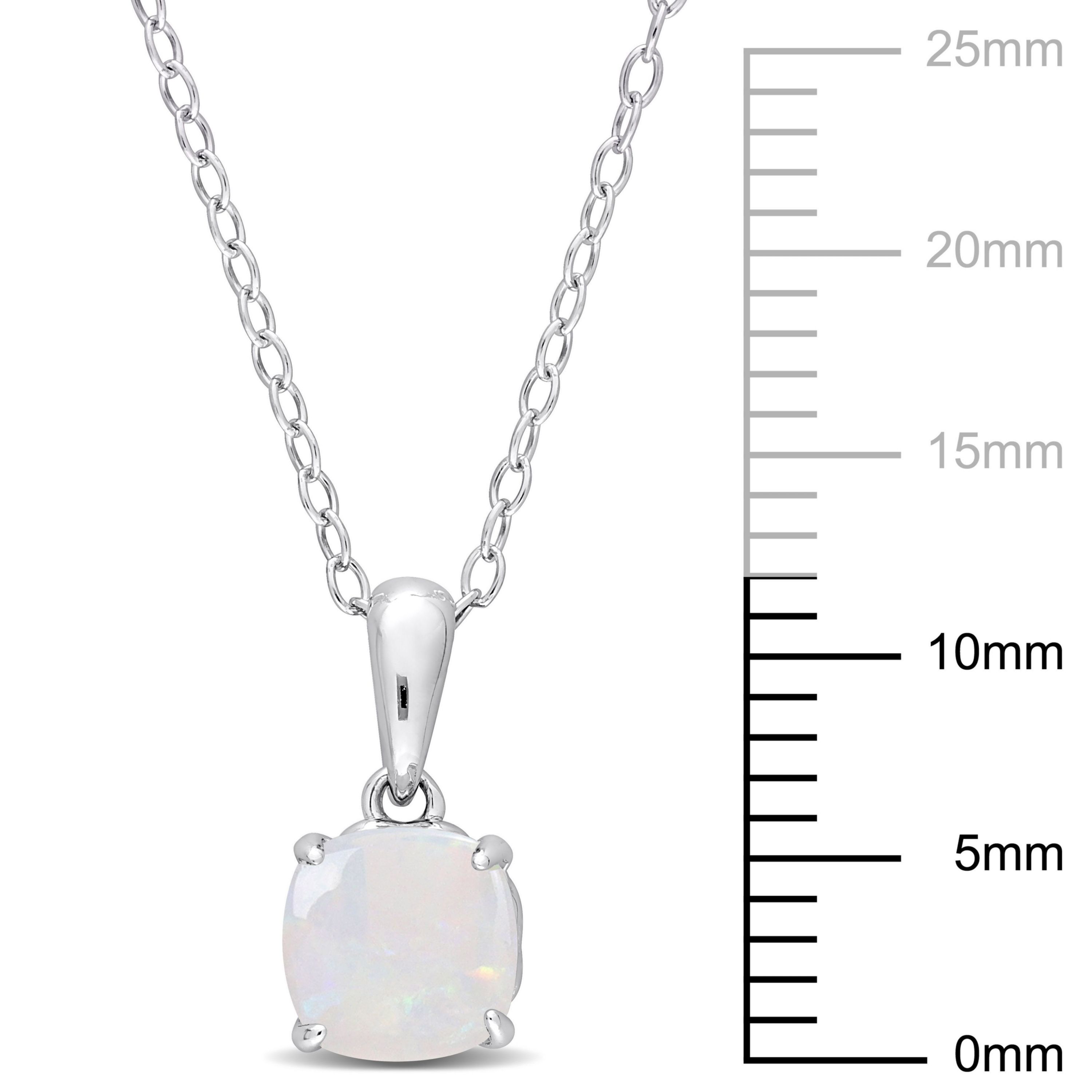 Opal Solitaire Design Pendant with Chain in Sterling Silver
