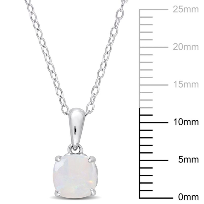 Opal Solitaire Design Pendant with Chain in Sterling Silver