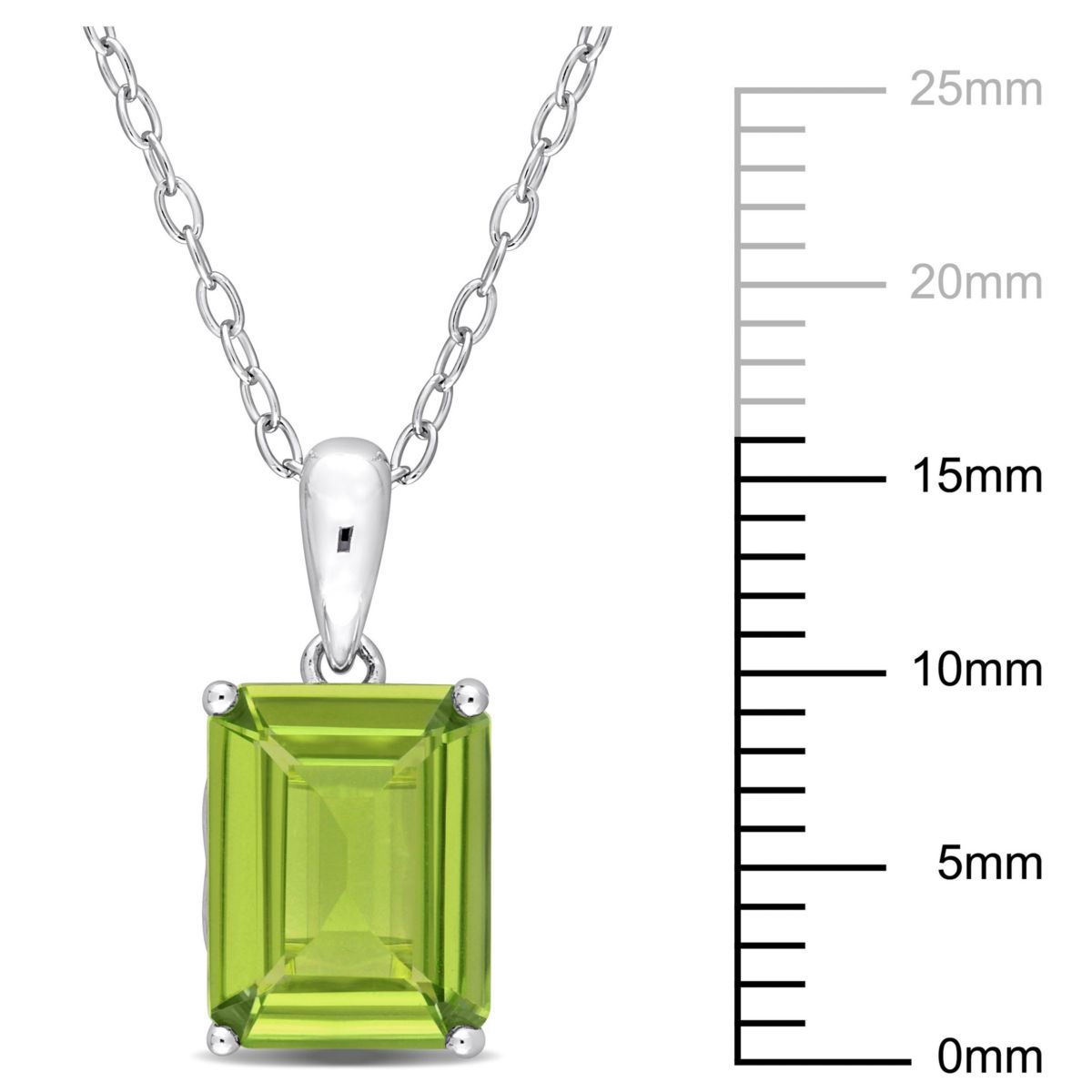 Peridot Solitaire Design Pendant with Chain in Sterling Silver