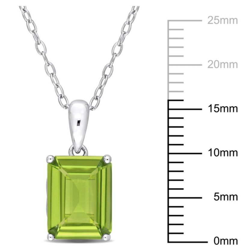 Peridot Solitaire Design Pendant with Chain in Sterling Silver