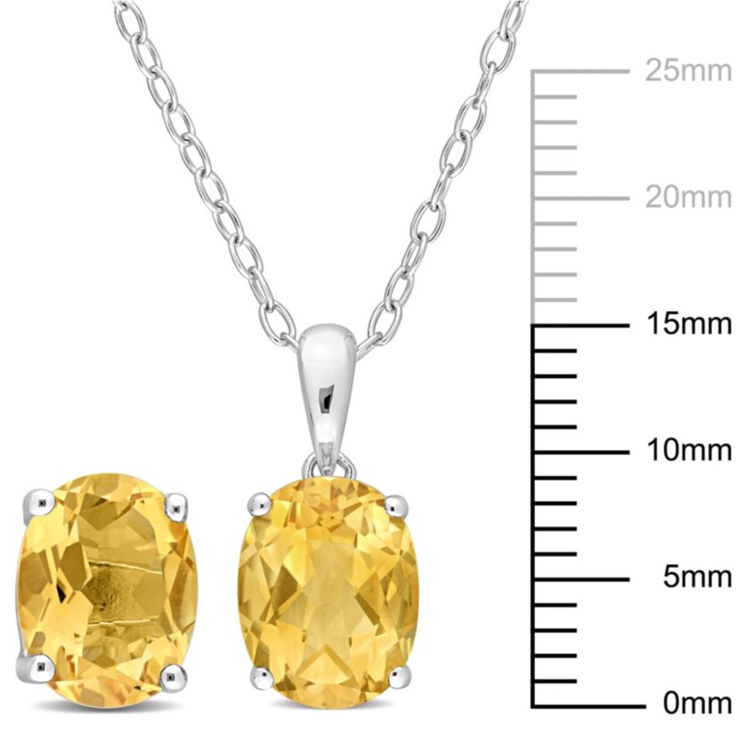 Citrine Pendant with Chain and Earrings 2-Piece Set in Sterling Silver