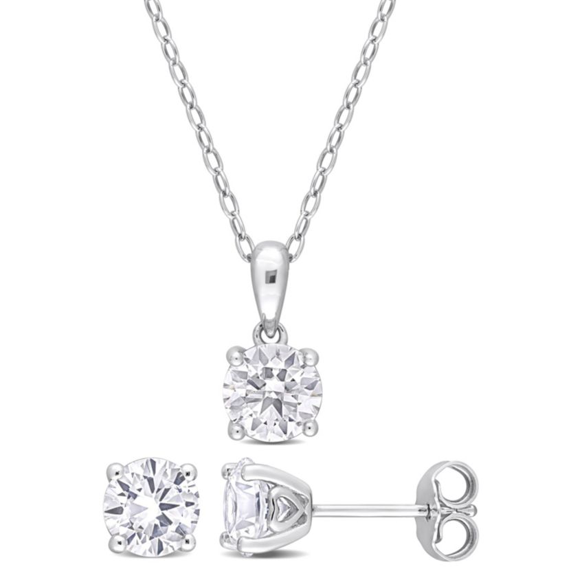 White Topaz Pendant with Chain and Earrings 2-Piece Set in Sterling Silver