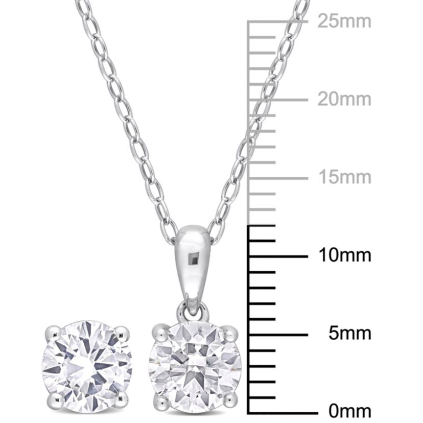 White Topaz Pendant with Chain and Earrings 2-Piece Set in Sterling Silver