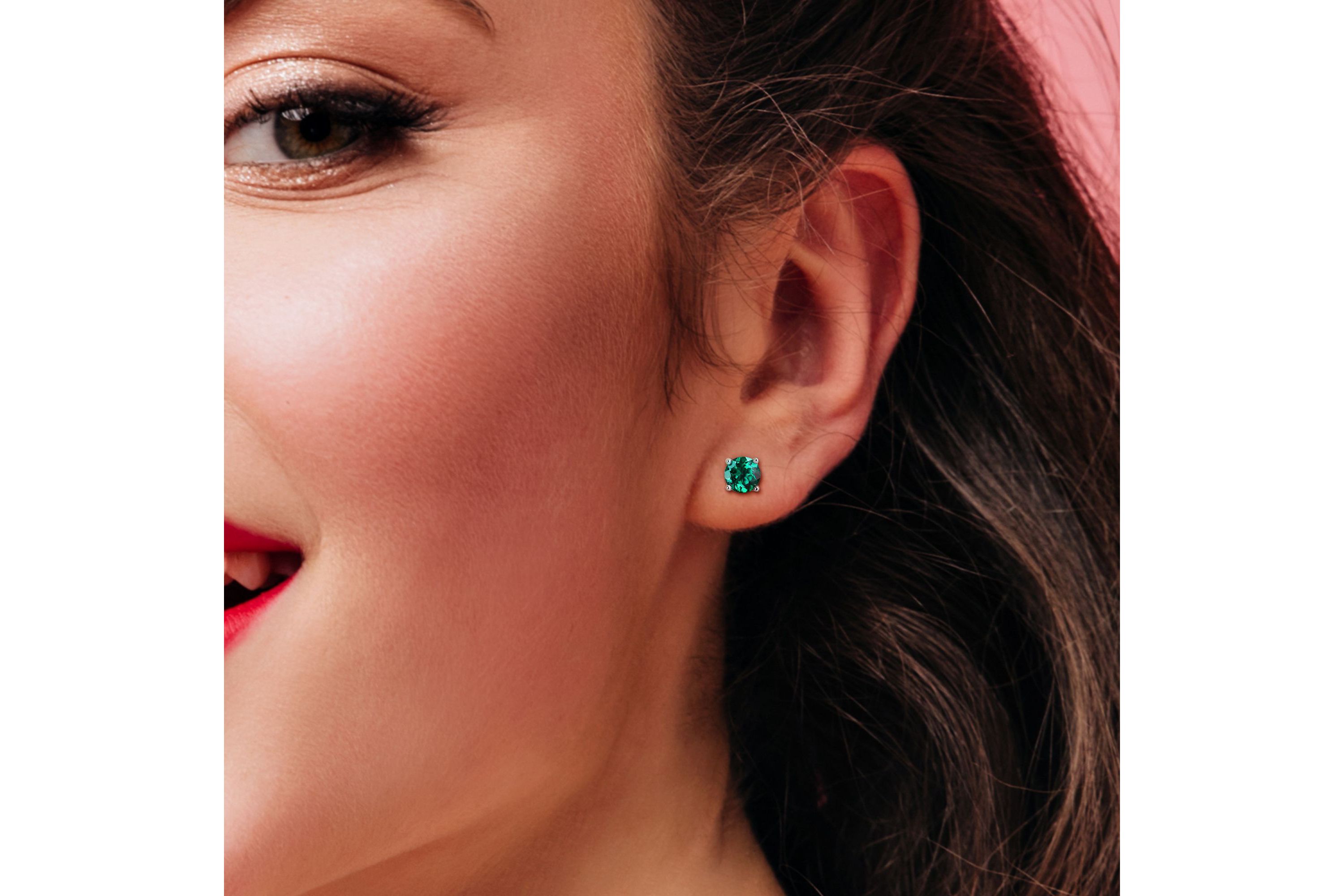 Lab Created Created Emerald Pendant with Chain and Earrings 2-Piece Set in Sterling Silver