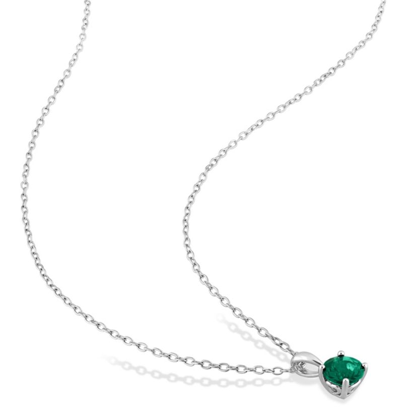 Lab Created Created Emerald Pendant with Chain and Earrings 2-Piece Set in Sterling Silver