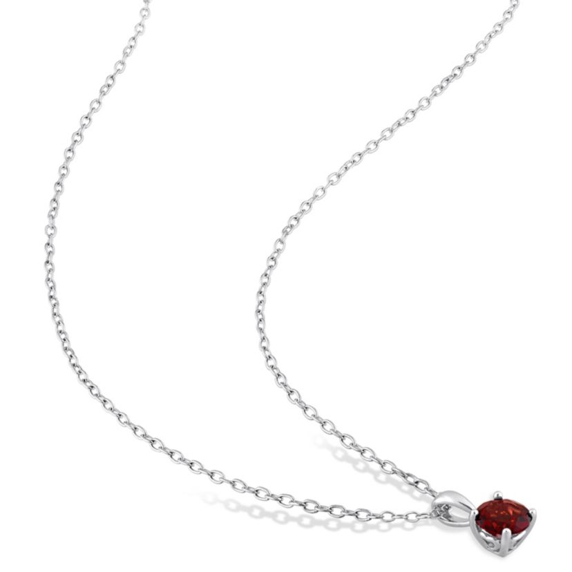Garnet Pendant with Chain and Earrings 2-Piece Set in Sterling Silver