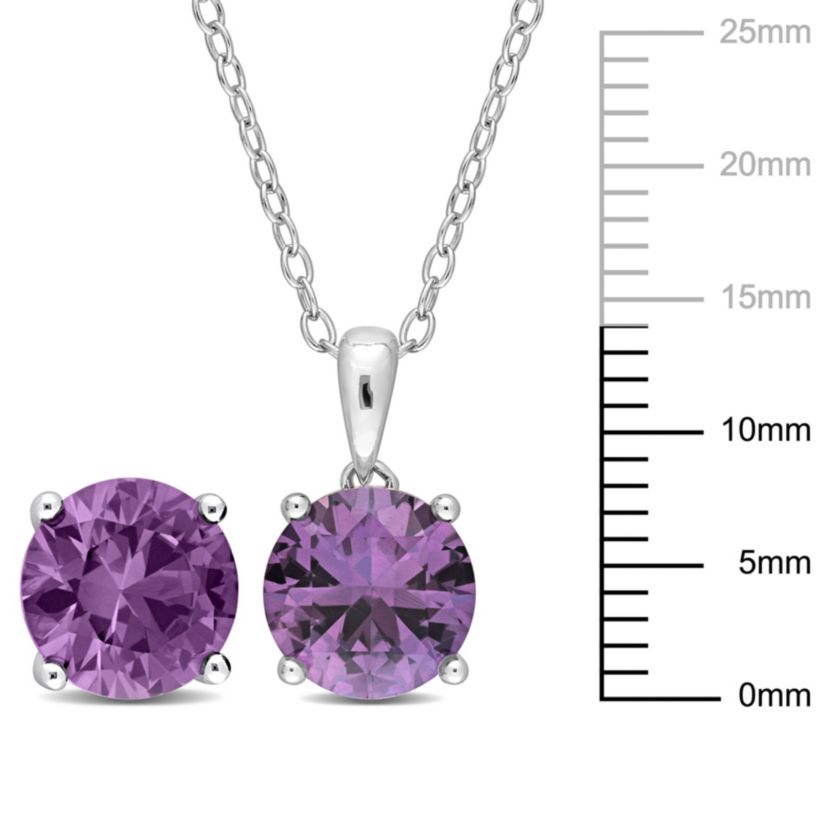Lab Created Simulated Alexandrite Pendant with Chain and Earrings 2-Piece Set in Sterling Silver