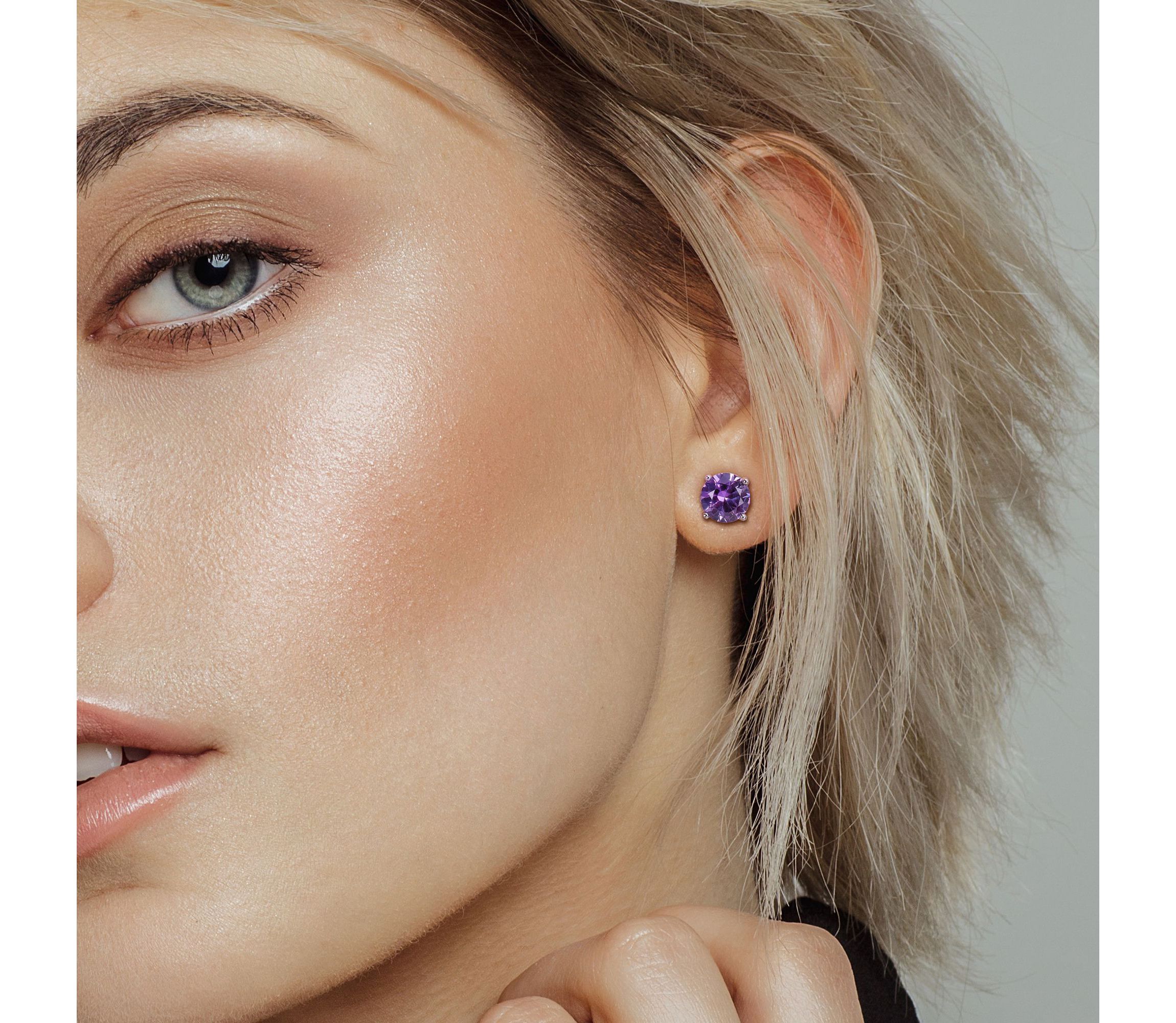 Lab Created Simulated Alexandrite Pendant with Chain and Earrings 2-Piece Set in Sterling Silver