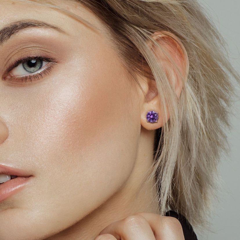 Lab Created Simulated Alexandrite Pendant with Chain and Earrings 2-Piece Set in Sterling Silver