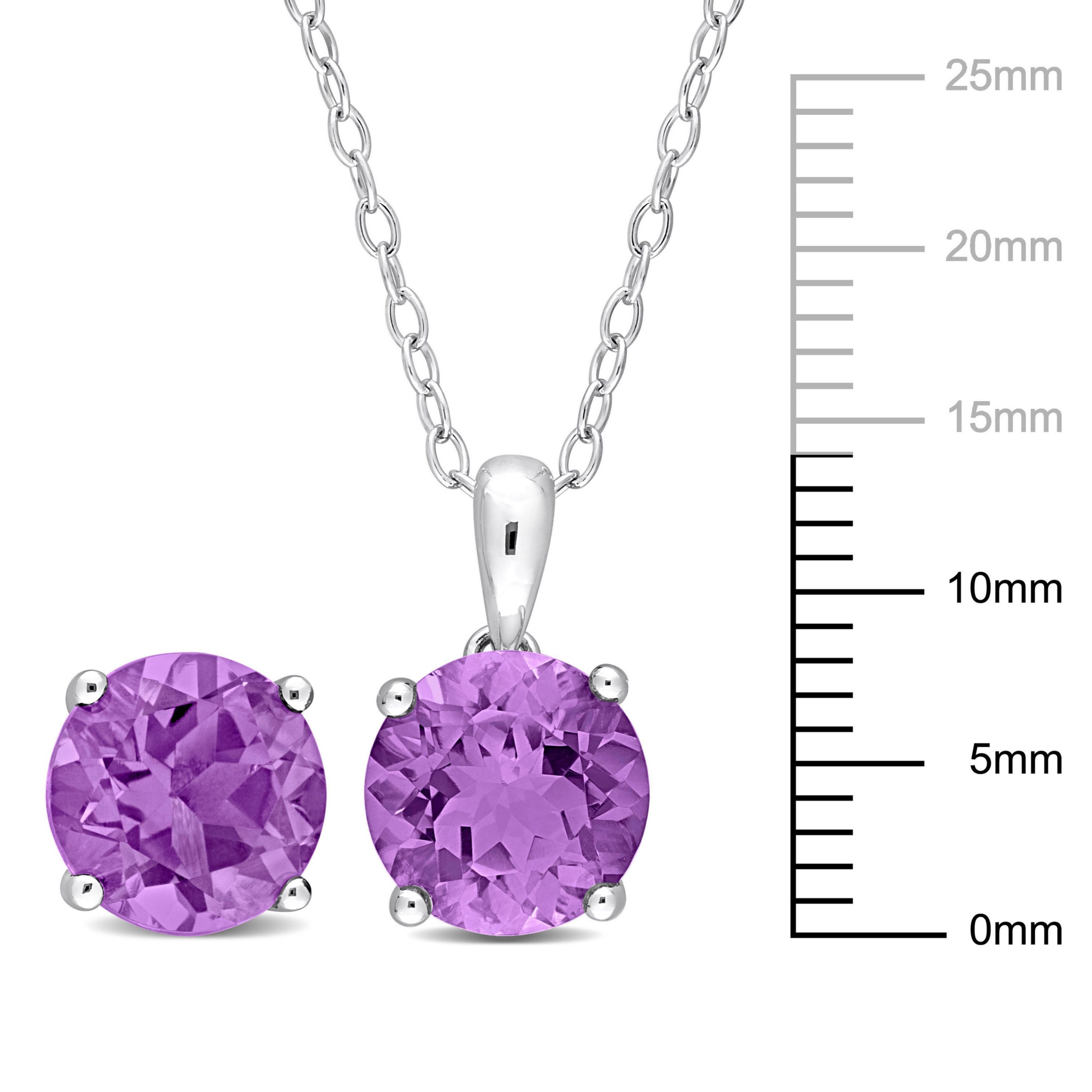 Amethyst Pendant with Chain and Earrings 2-Piece Set in Sterling Silver