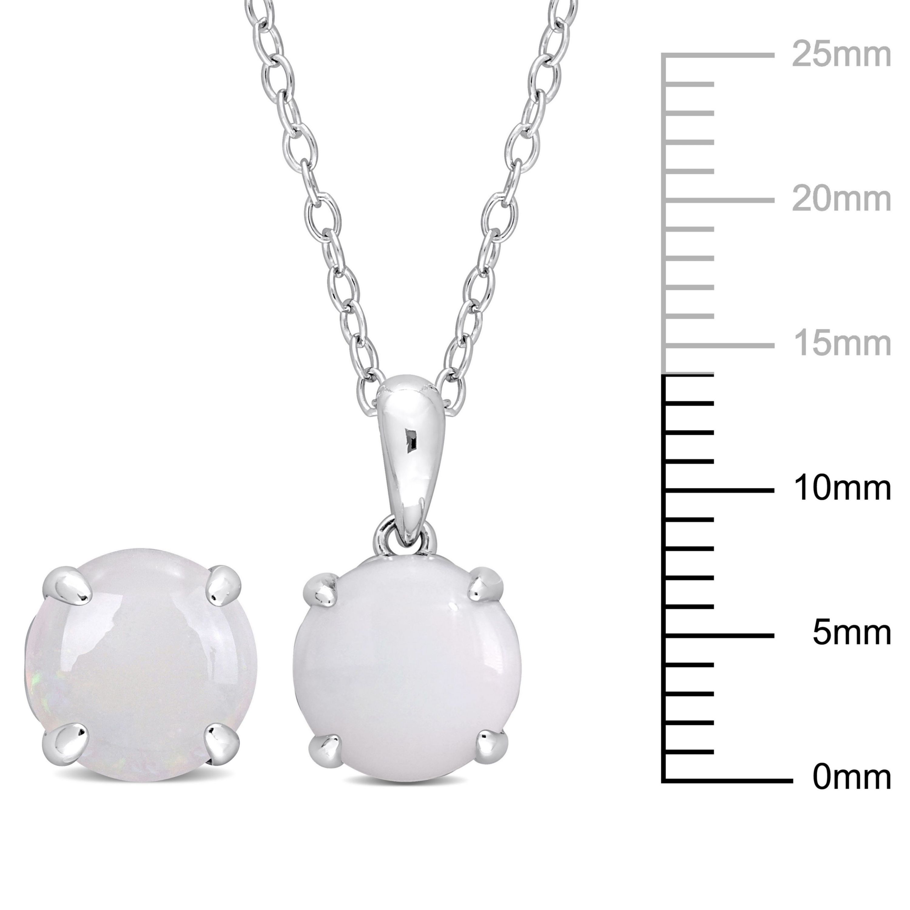 Opal Pendant with Chain and Earrings 2-Piece Set in Sterling Silver