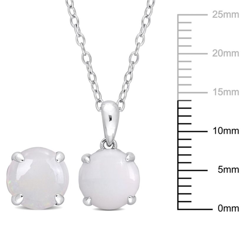 Opal Pendant with Chain and Earrings 2-Piece Set in Sterling Silver