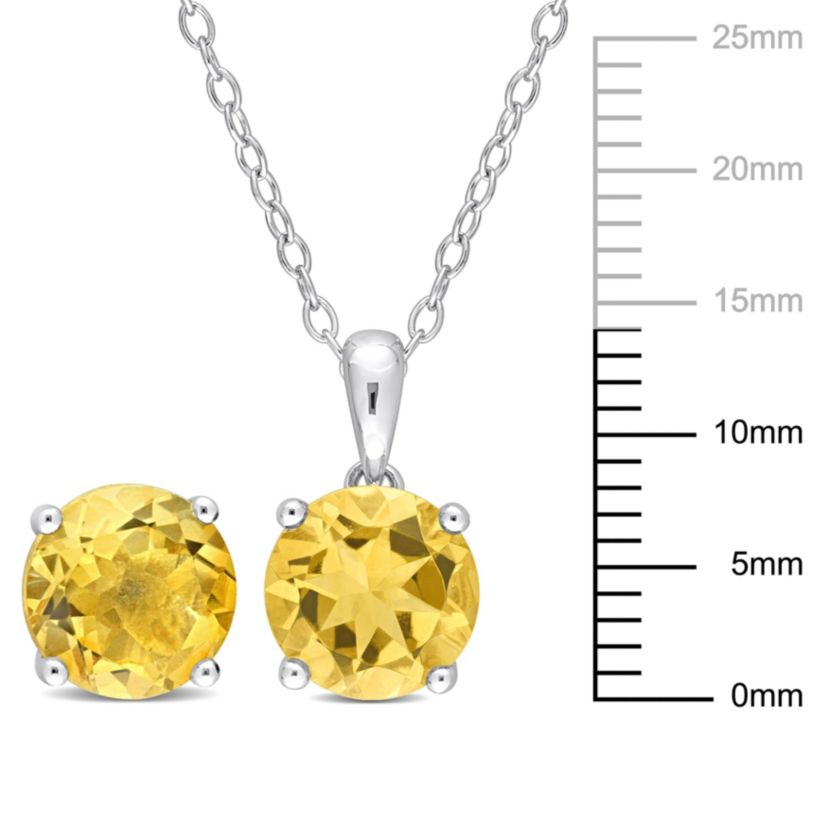 Citrine Pendant with Chain and Earrings 2-Piece Set in Sterling Silver