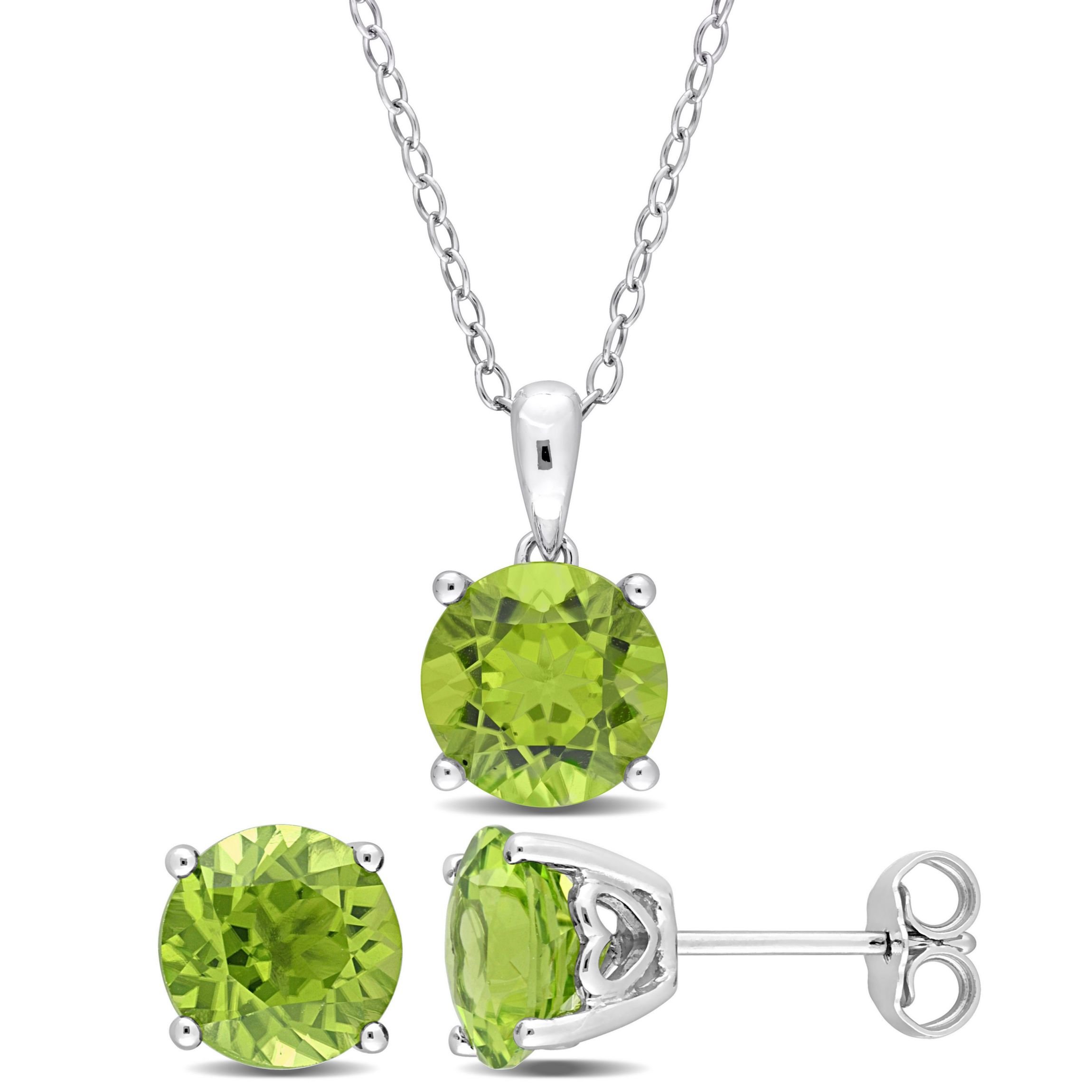 Peridot Pendant with Chain and Earrings 2-Piece Set in Sterling Silver