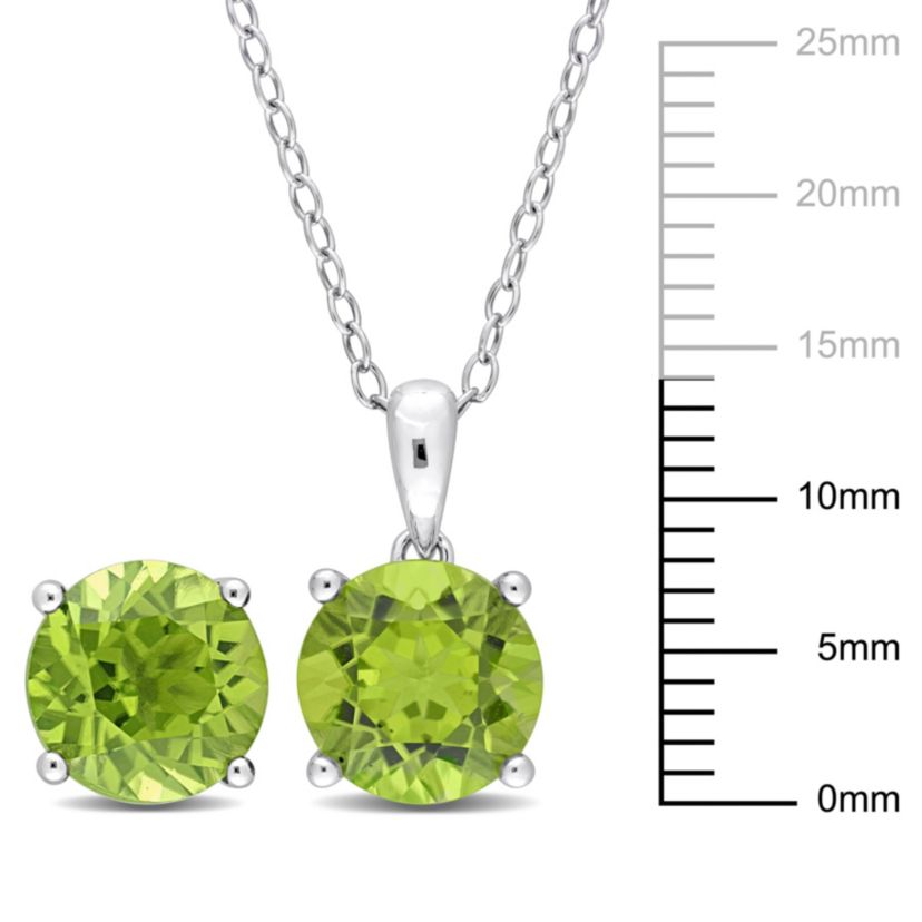 Peridot Pendant with Chain and Earrings 2-Piece Set in Sterling Silver