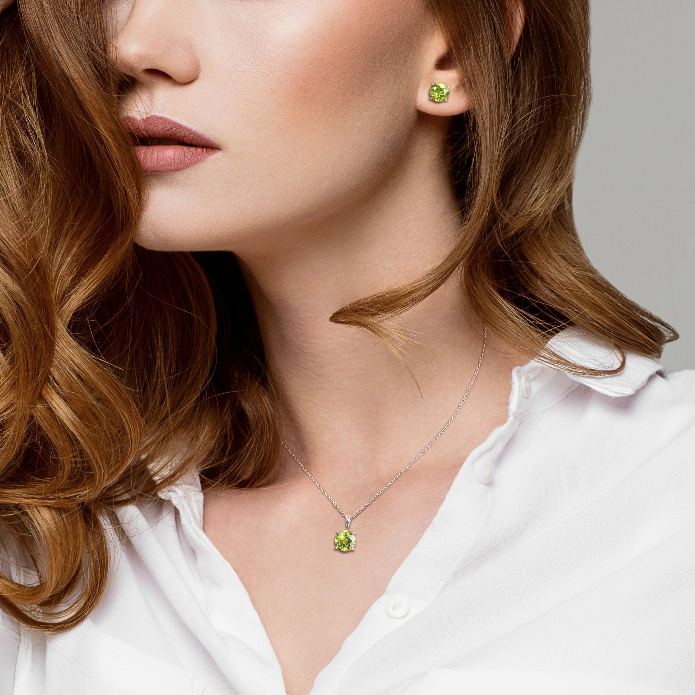 Peridot Pendant with Chain and Earrings 2-Piece Set in Sterling Silver