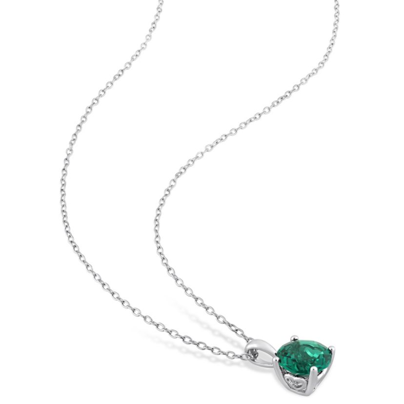 Lab Created Created Emerald Pendant with Chain and Earrings 2-Piece Set in Sterling Silver