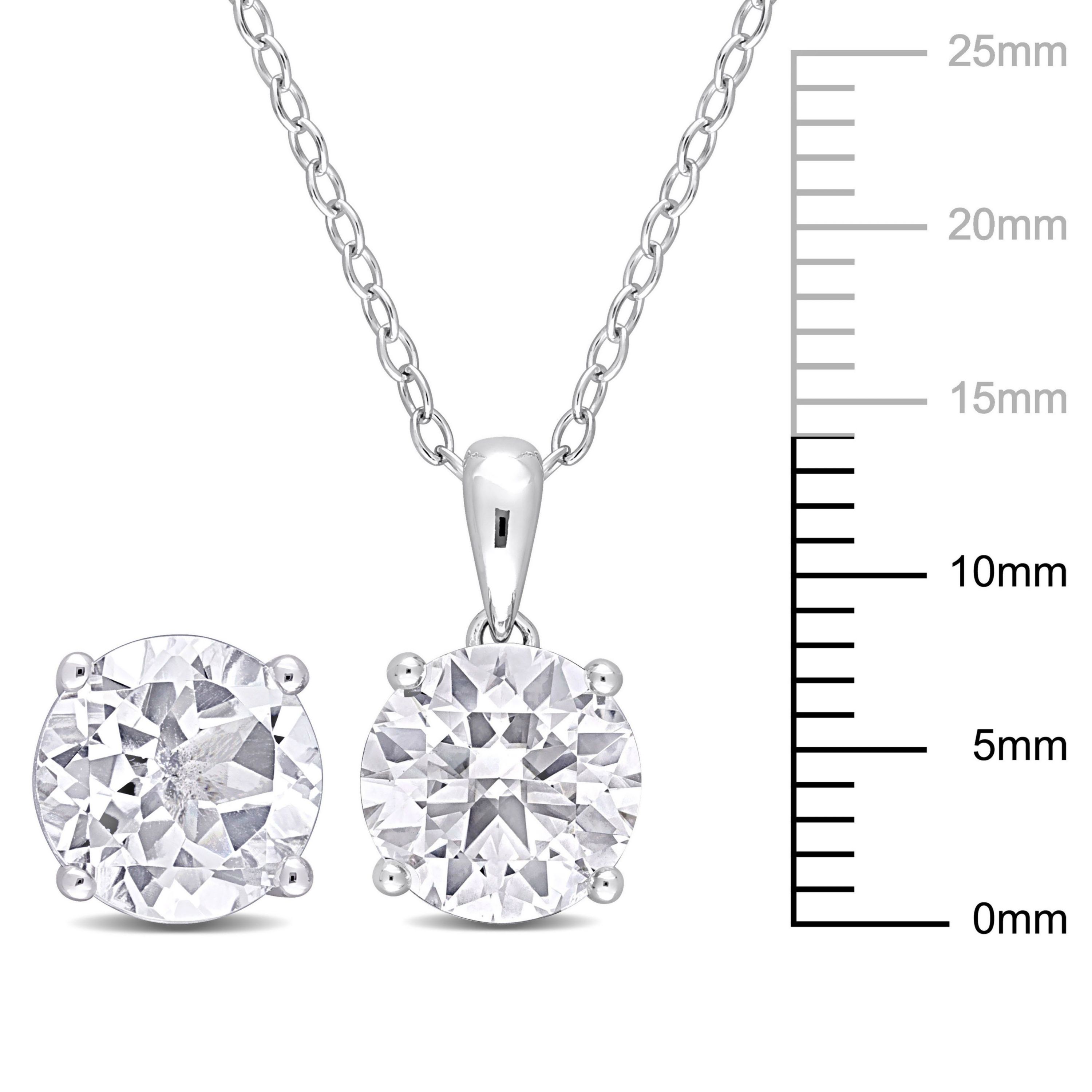 White Topaz Pendant with Chain and Earrings 2-Piece Set in Sterling Silver