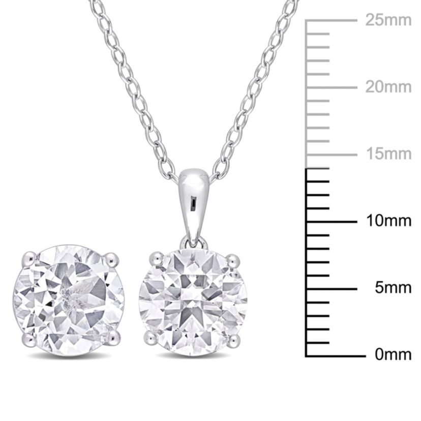 White Topaz Pendant with Chain and Earrings 2-Piece Set in Sterling Silver