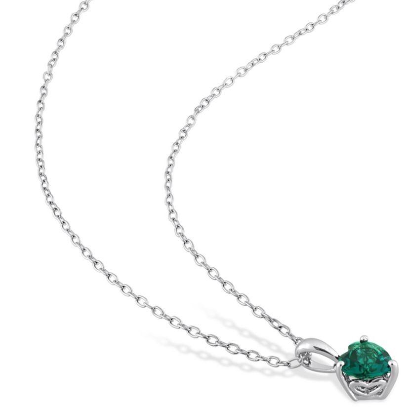 Lab Created Created Emerald Pendant with Chain and Earrings 2-Piece Set in Sterling Silver