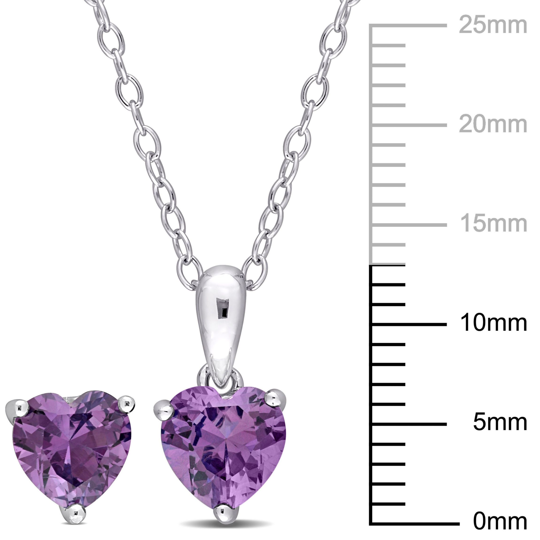 Lab Created Simulated Alexandrite Pendant with Chain and Earrings 2-Piece Set in Sterling Silver