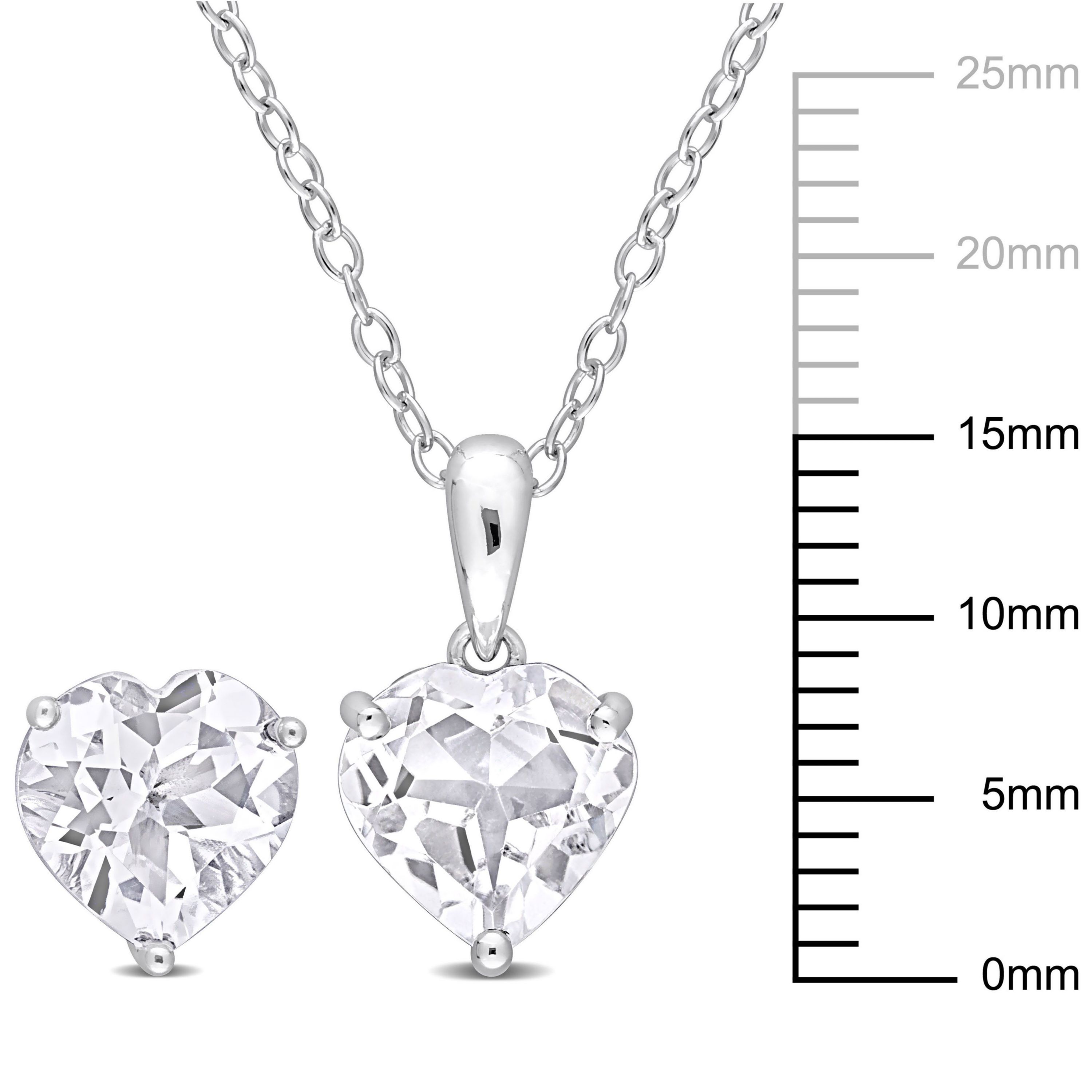 White Topaz Pendant with Chain and Earrings 2-Piece Set in Sterling Silver