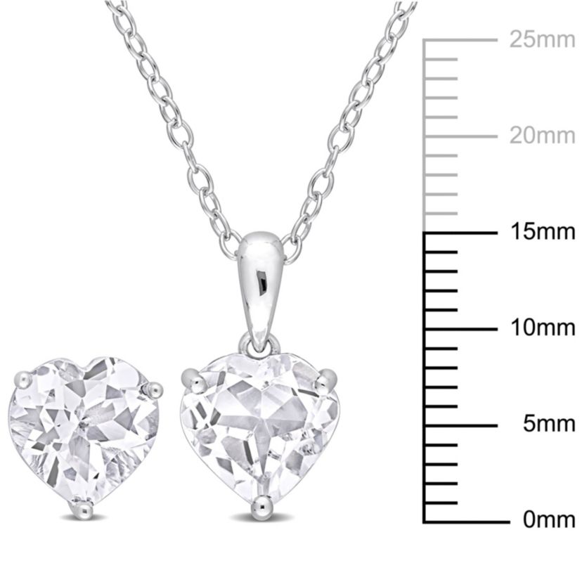 White Topaz Pendant with Chain and Earrings 2-Piece Set in Sterling Silver