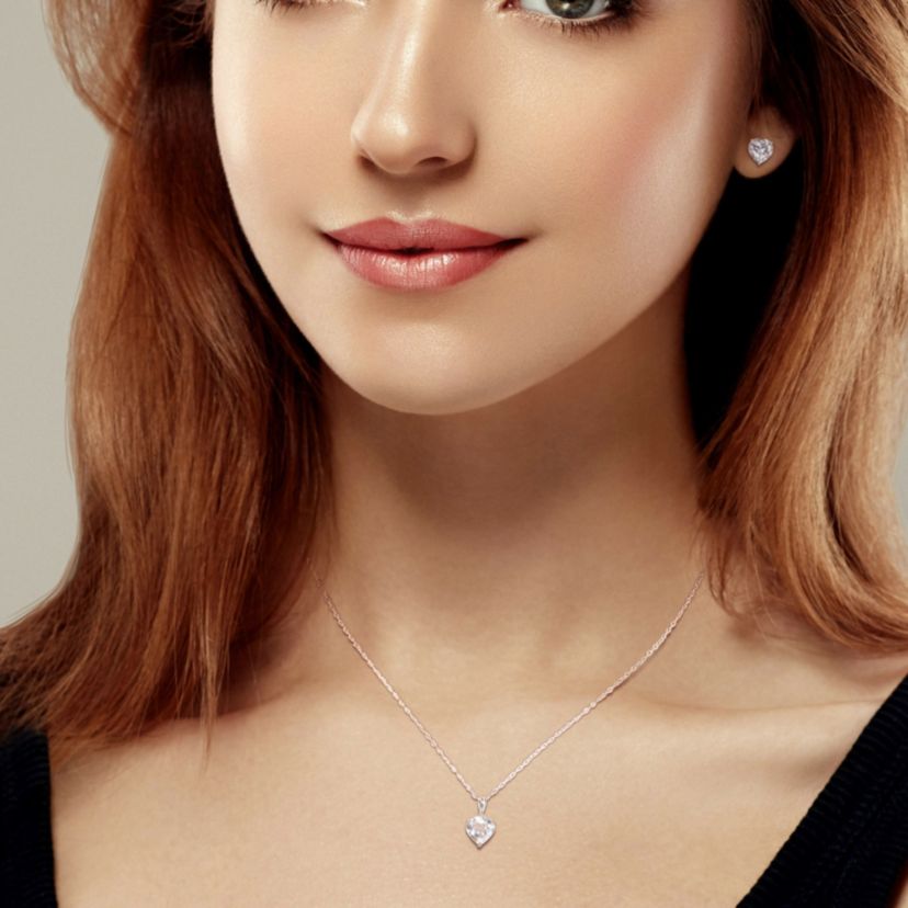 White Topaz Pendant with Chain and Earrings 2-Piece Set in Sterling Silver