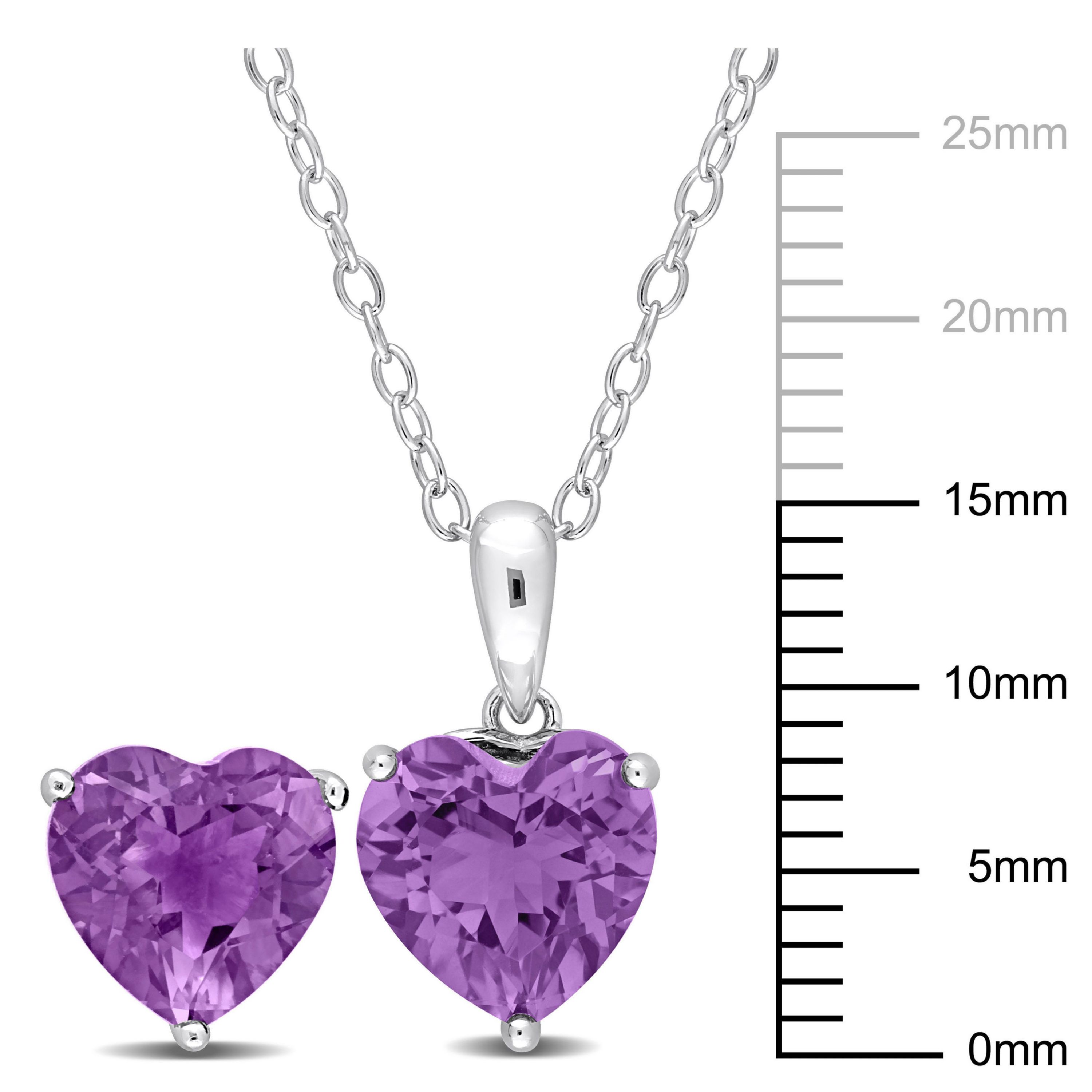 Amethyst Solitaire Pendant with Chain and Stud Earrings 2-Piece Set in Sterling Silver