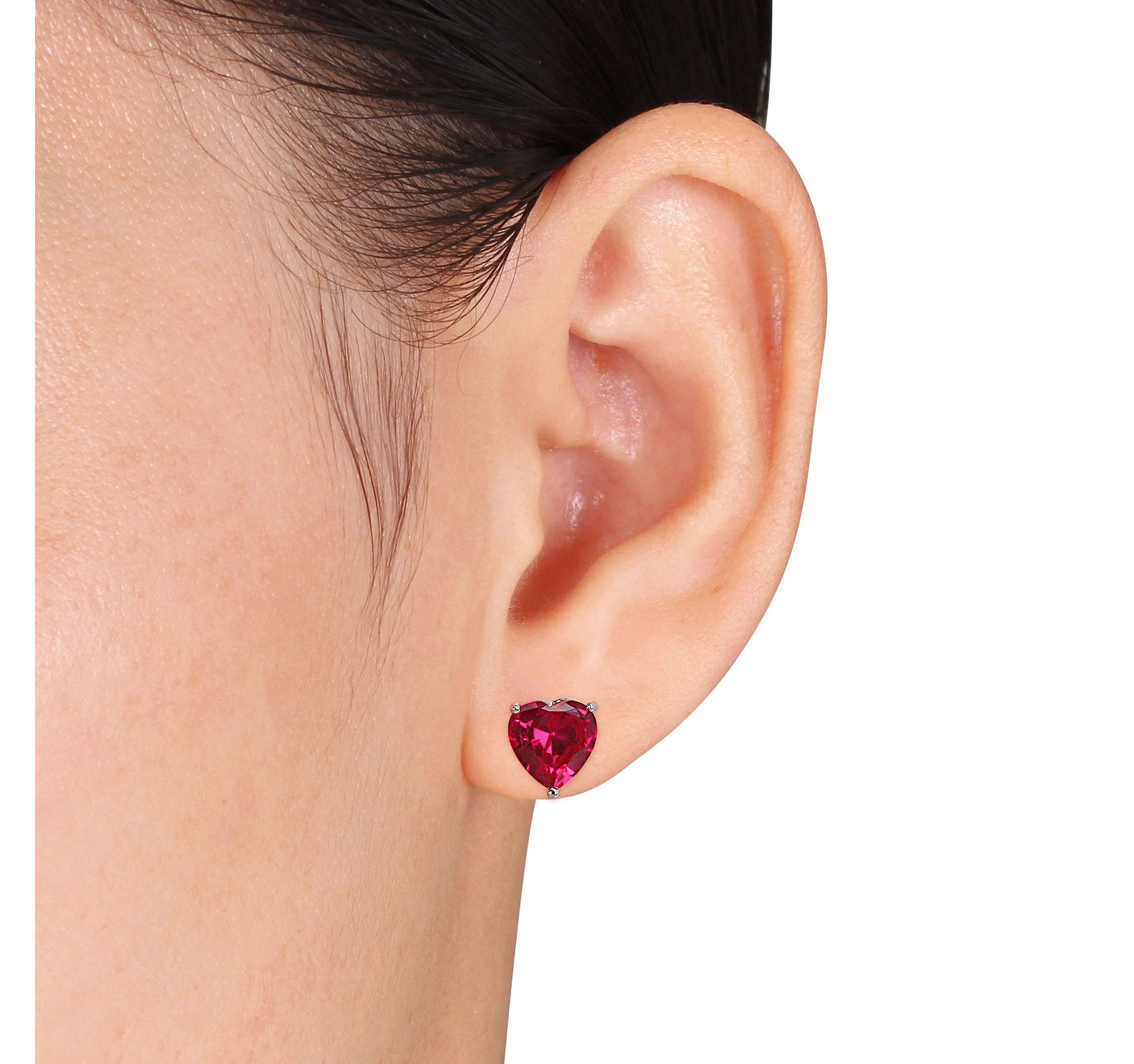 Lab Created Created Ruby Pendant with Chain and Earrings 2-Piece Set in Sterling Silver