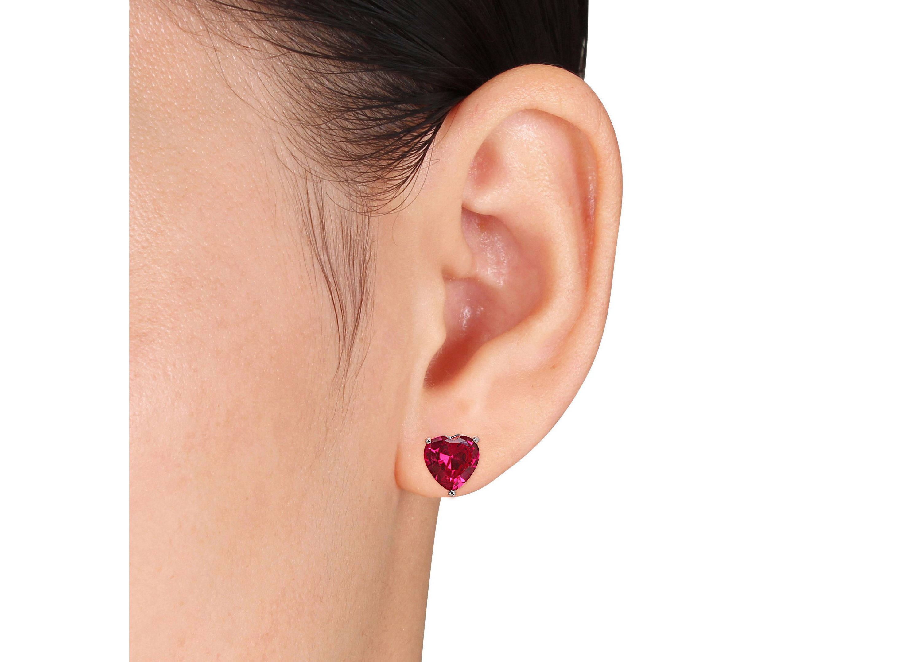 Lab Created Created Ruby Pendant with Chain and Earrings 2-Piece Set in Sterling Silver