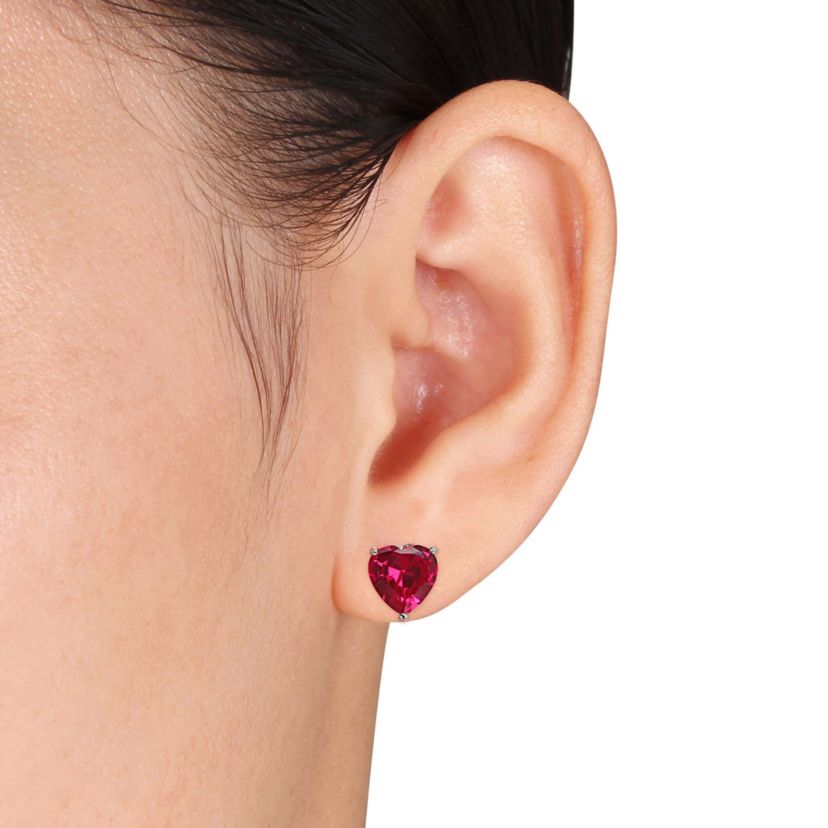 Lab Created Created Ruby Pendant with Chain and Earrings 2-Piece Set in Sterling Silver