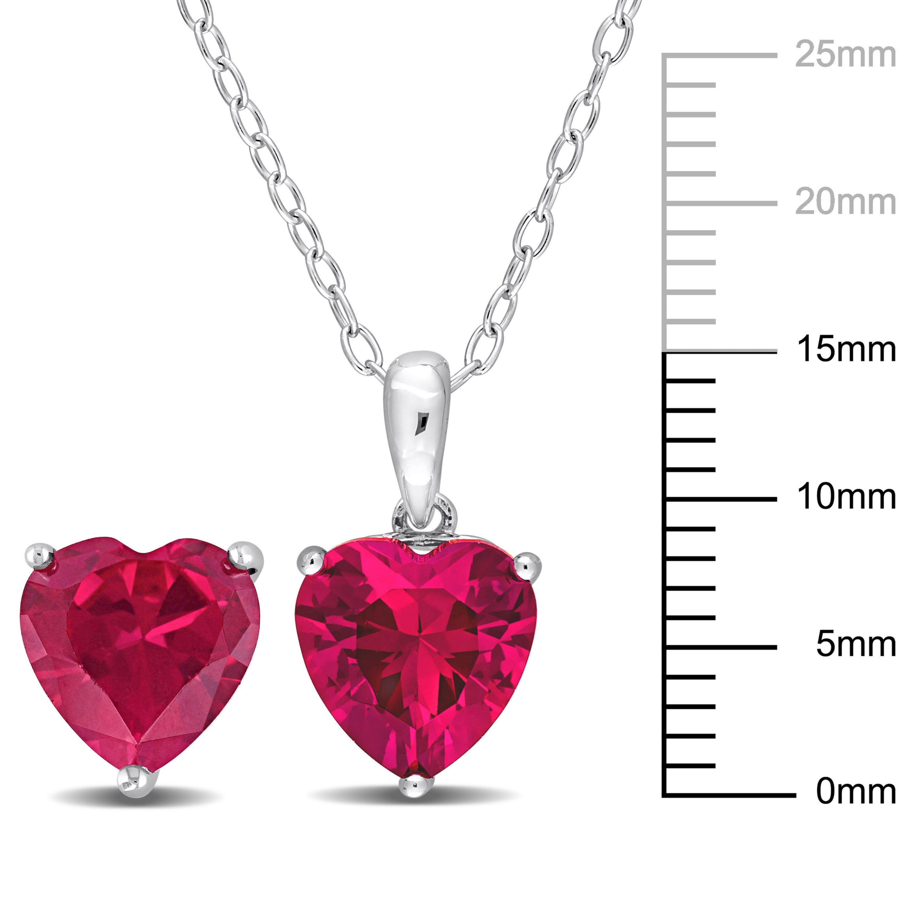 Lab Created Created Ruby Pendant with Chain and Earrings 2-Piece Set in Sterling Silver