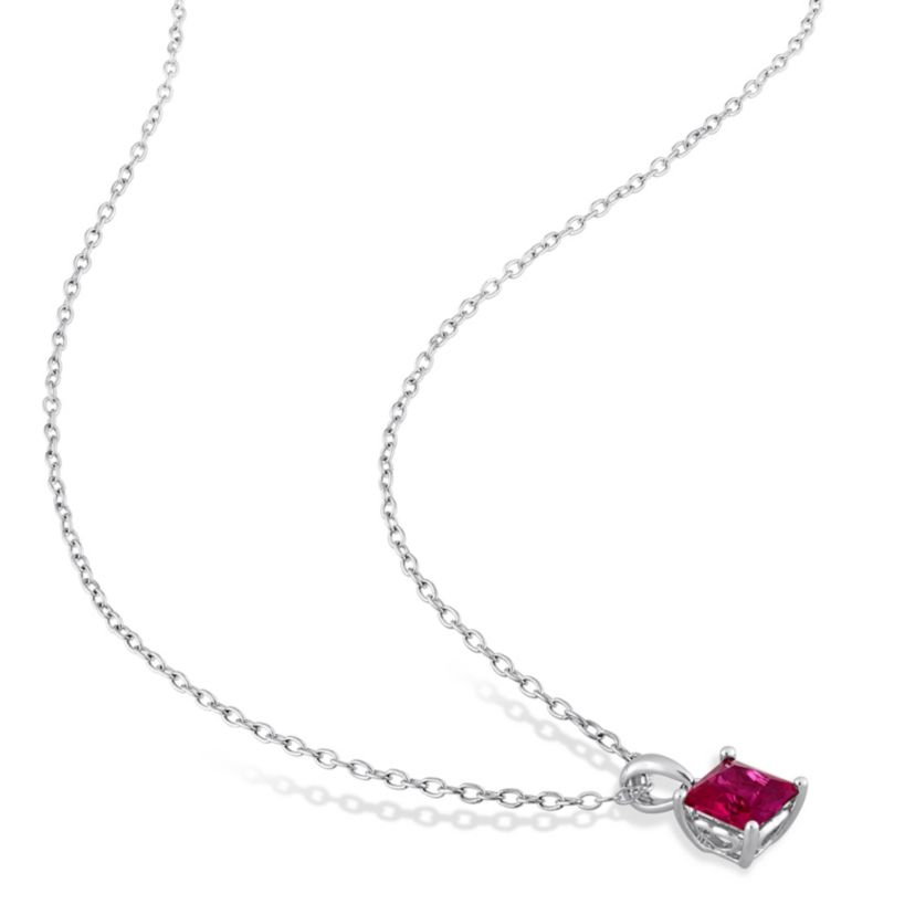 Lab Created Created Ruby Pendant with Chain and Earrings 2-Piece Set in Sterling Silver