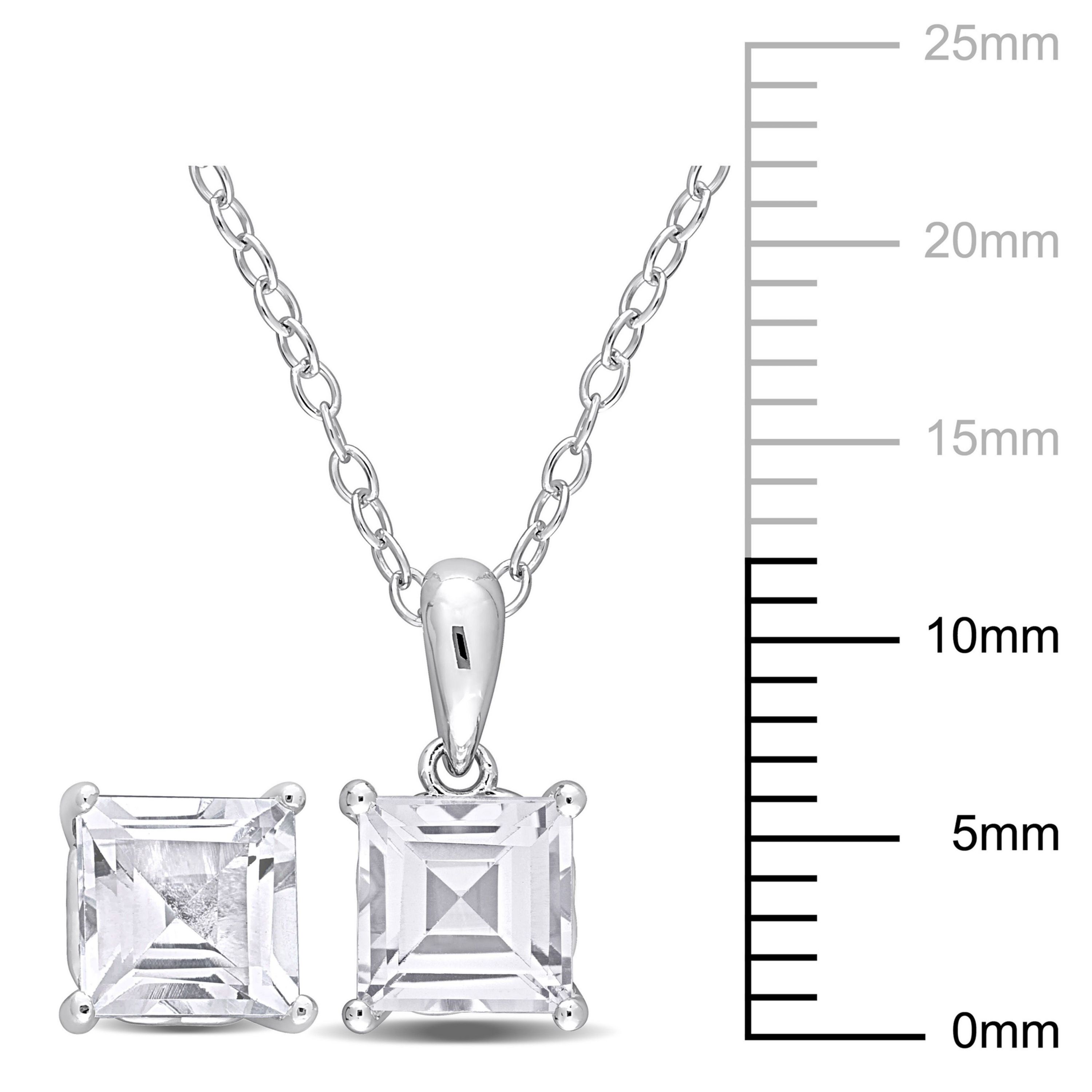 White Topaz Pendant with Chain and Earrings 2-Piece Set in Sterling Silver