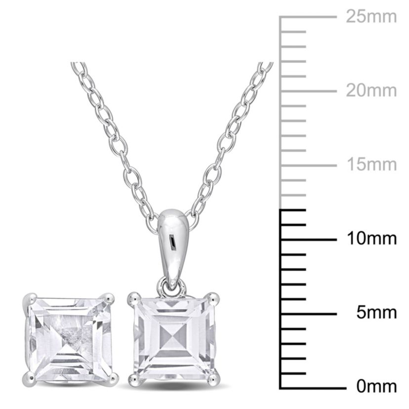 White Topaz Pendant with Chain and Earrings 2-Piece Set in Sterling Silver