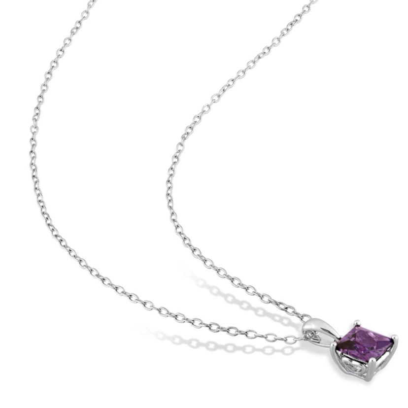 Simulated Alexandrite Pendant with Chain and Earrings 2-Piece Set in Sterling Silver