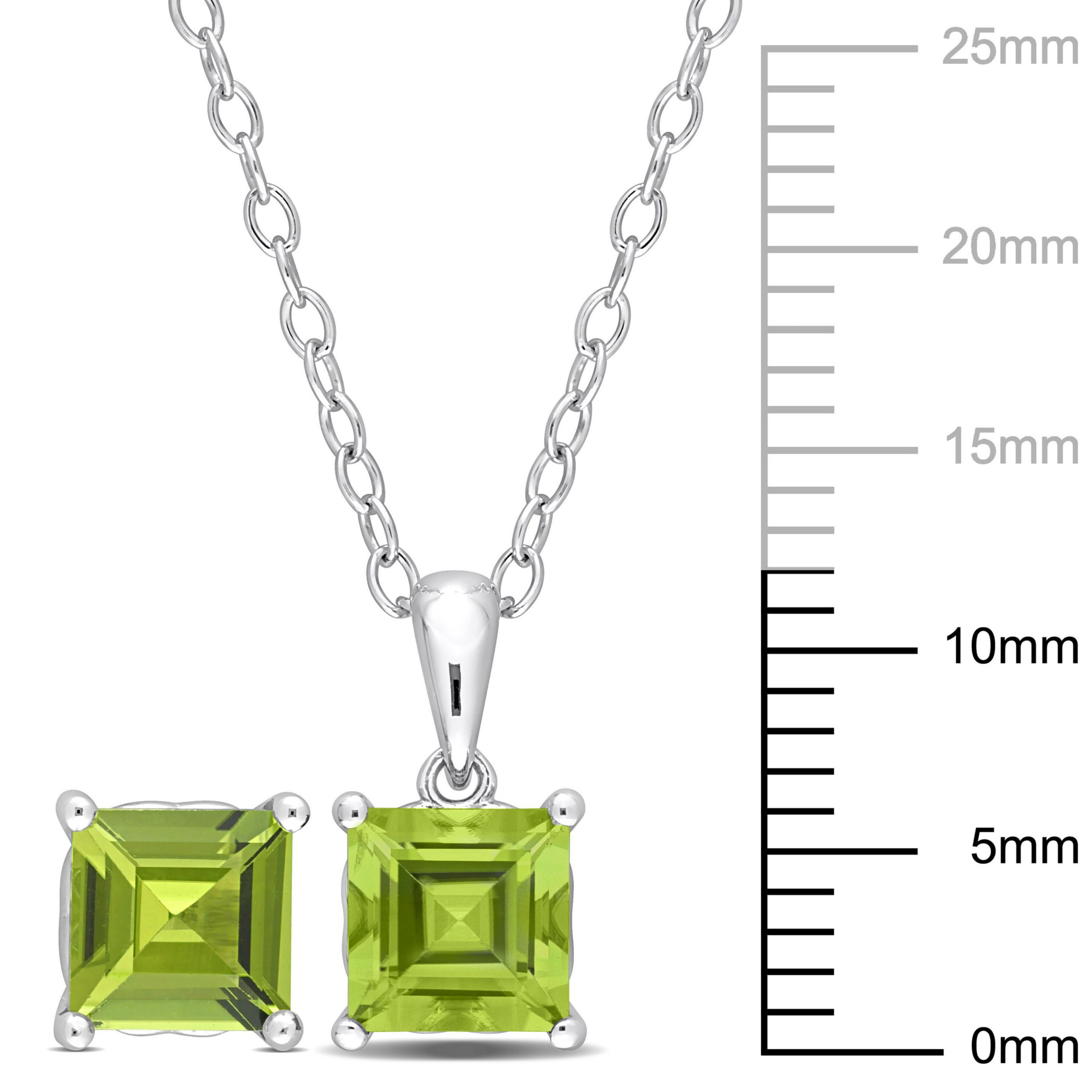 Peridot Pendant with Chain and Earrings 2-Piece Set in Sterling Silver