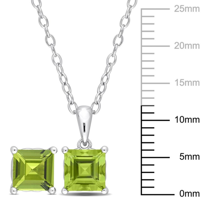 Peridot Pendant with Chain and Earrings 2-Piece Set in Sterling Silver