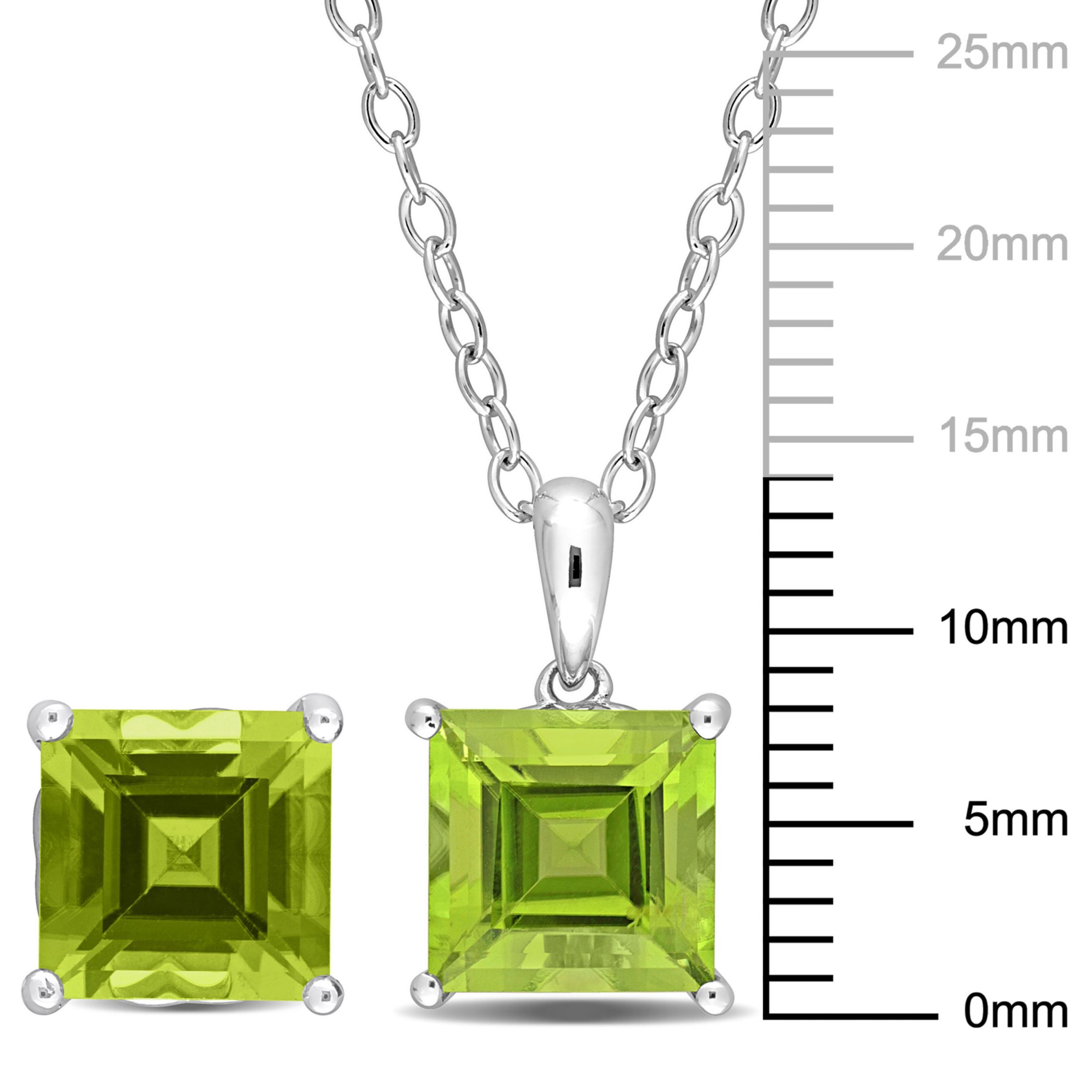Peridot Pendant with Chain and Earrings 2-Piece Set in Sterling Silver
