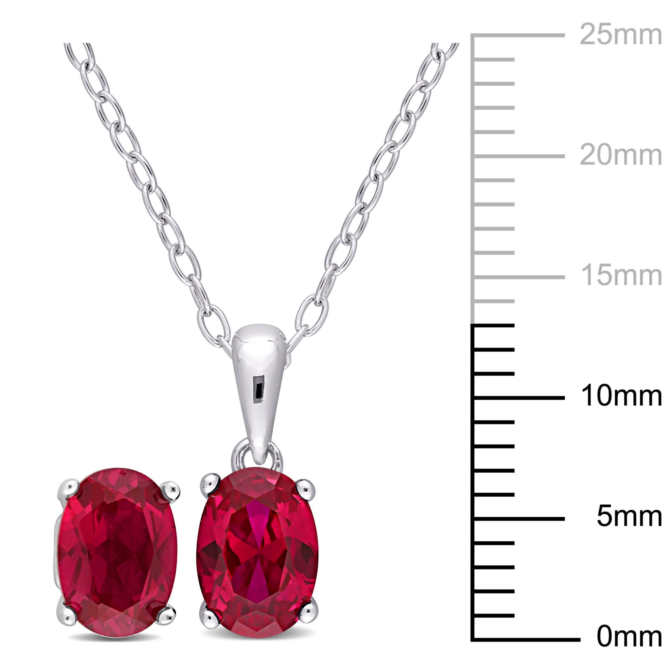 Lab Created Created Ruby Solitaire Pendant with Chain and Stud Earrings 2-Piece Set in Sterling Silver