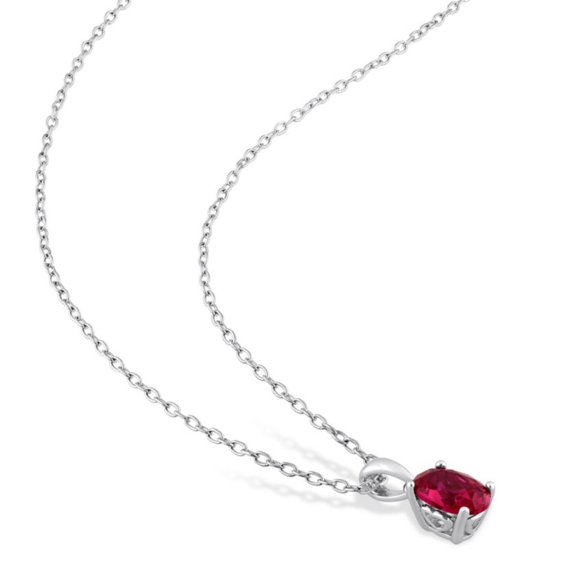 Lab Created Created Ruby Solitaire Pendant with Chain and Stud Earrings 2-Piece Set in Sterling Silver