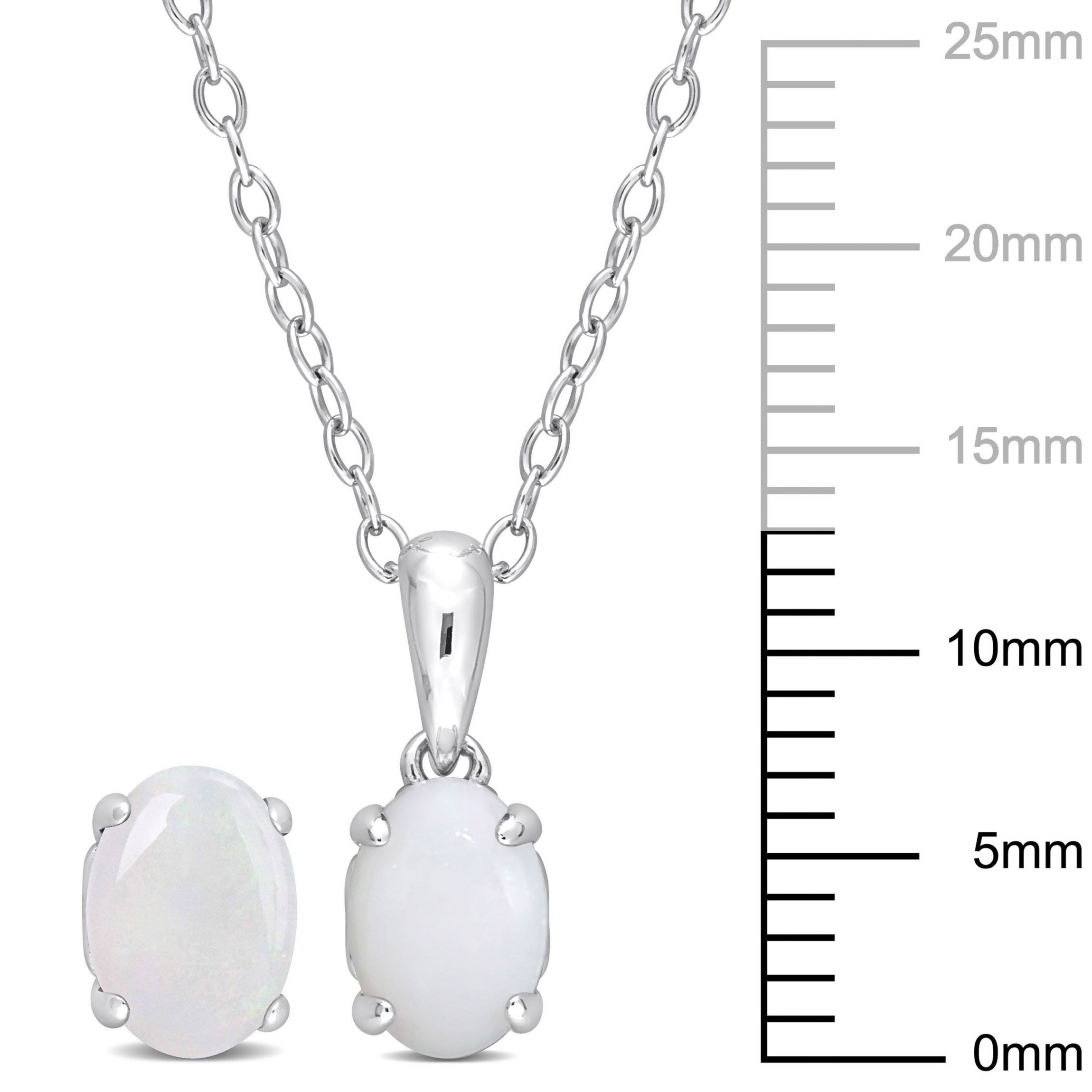Opal Pendant with Chain and Earrings 2-Piece Set in Sterling Silver