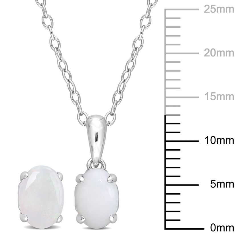 Opal Pendant with Chain and Earrings 2-Piece Set in Sterling Silver