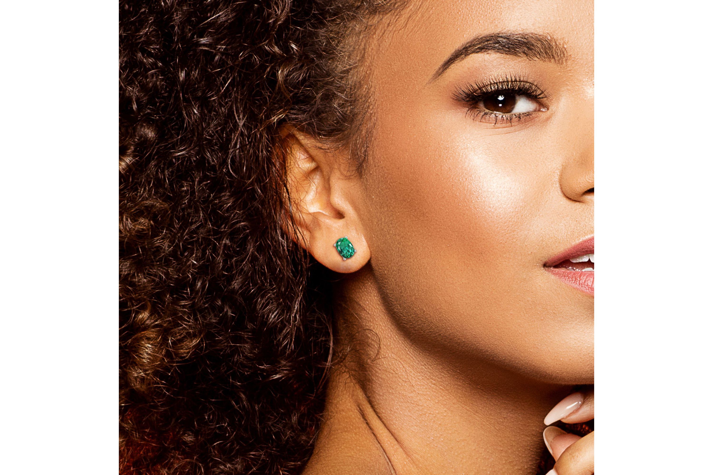 Lab Created Created Emerald Solitaire Pendant with Chain and Stud Earrings 2-Piece Set in Sterling Silver