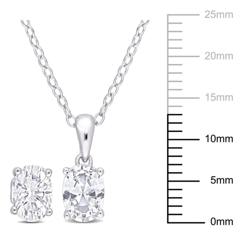 Lab Created Created White Sapphire Pendant with Chain and Earrings 2-Piece Set in Sterling Silver