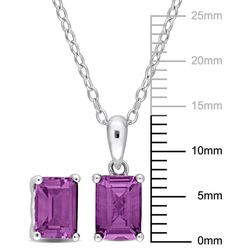 Lab Created Simulated Alexandrite Pendant with Chain and Earrings 2-Piece Set in Sterling Silver