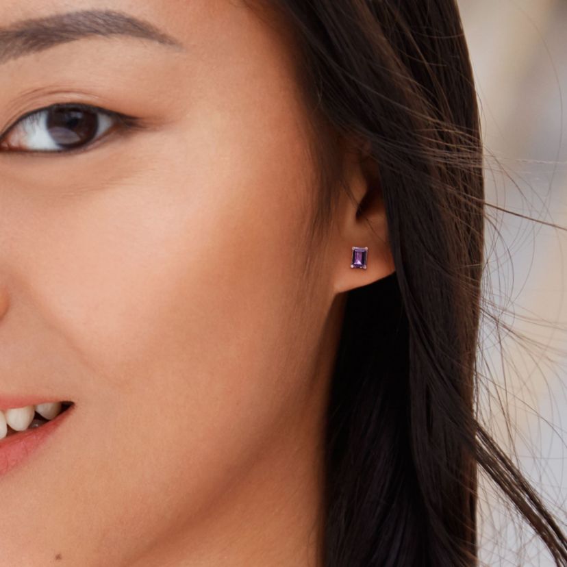 Lab Created Simulated Alexandrite Pendant with Chain and Earrings 2-Piece Set in Sterling Silver