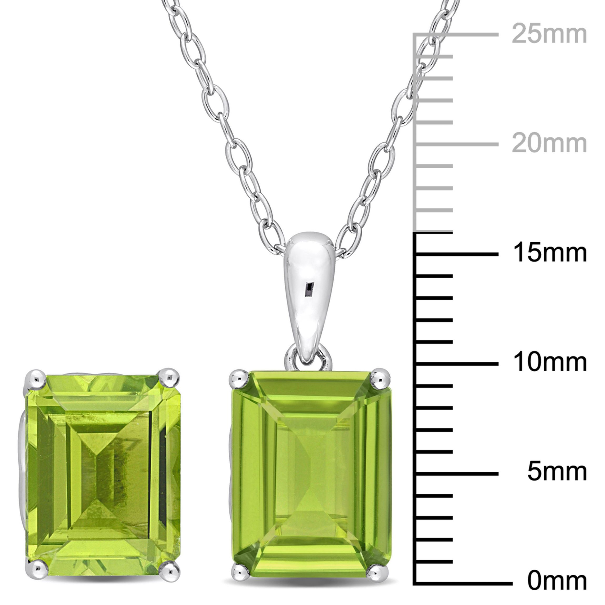 Peridot Pendant with Chain and Earrings 2-Piece Set in Sterling Silver