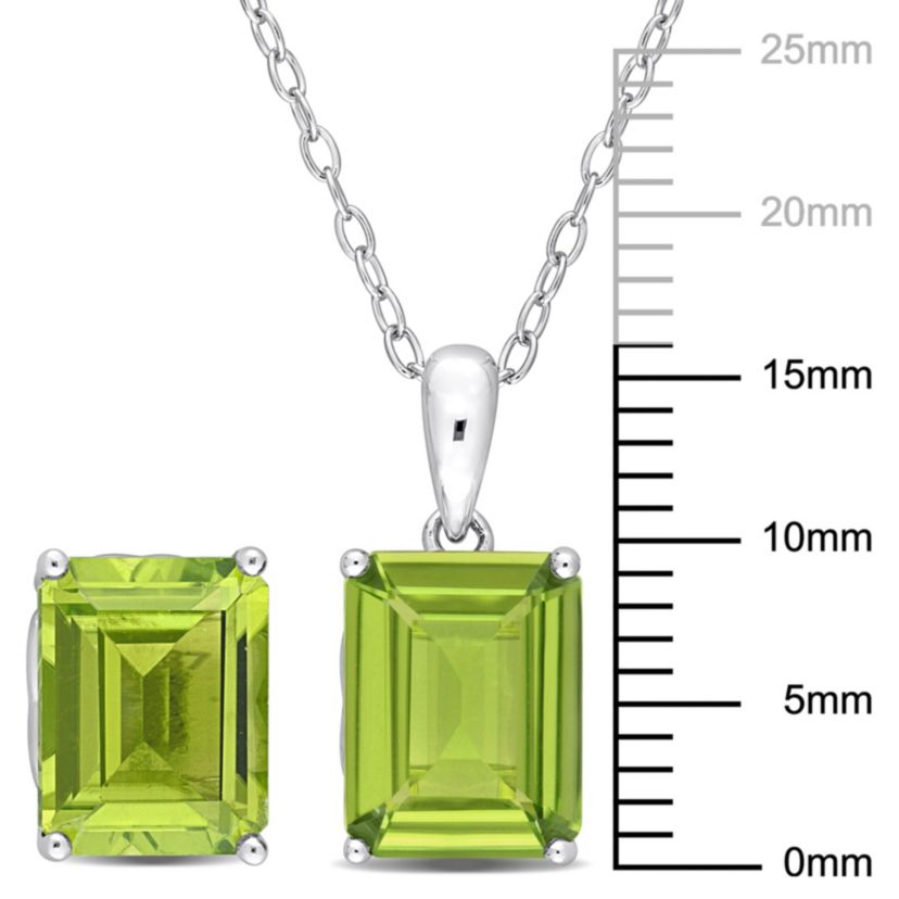 Peridot Pendant with Chain and Earrings 2-Piece Set in Sterling Silver